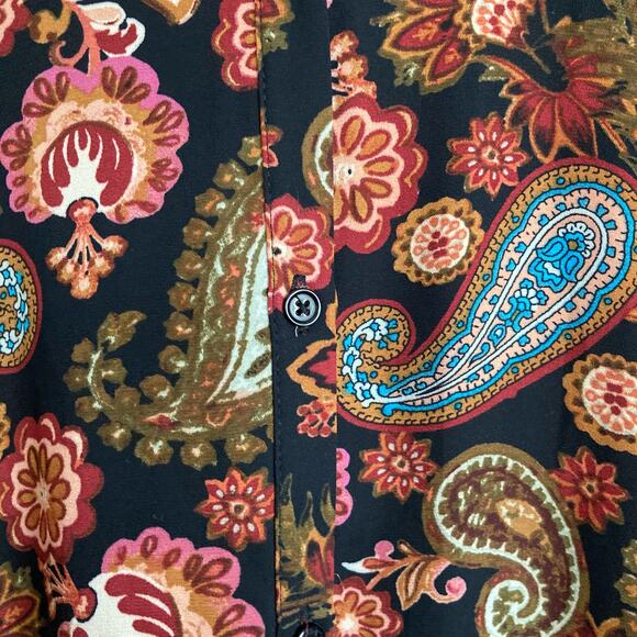 Cupio Dark Floral Paisley Sleeveless Long Line Top Button Up LG Boho Cottagecore - Picture 7 of 10
